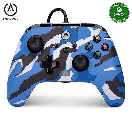 JOYSTIC POWERA ENHANCED WIRED CONTROLLER FOR XBOX SERIES X|S – BLUE CAMO, OFFICIALLY LICENSED FOR XBOX