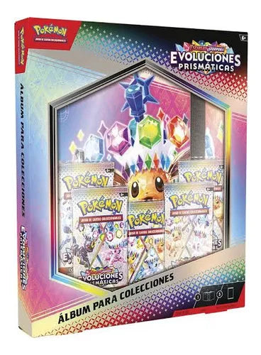 EVOLUCIONES PRISMATICAS ALBUM PARA COLECCIONES + 5 SOBRES POKEMON TCG