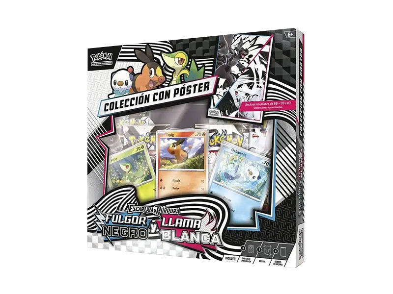 COLECCION CON POSTER FULGOR NEGRO Y LLAMA BLANCA EN ESPAÑOL POKEMON TCG