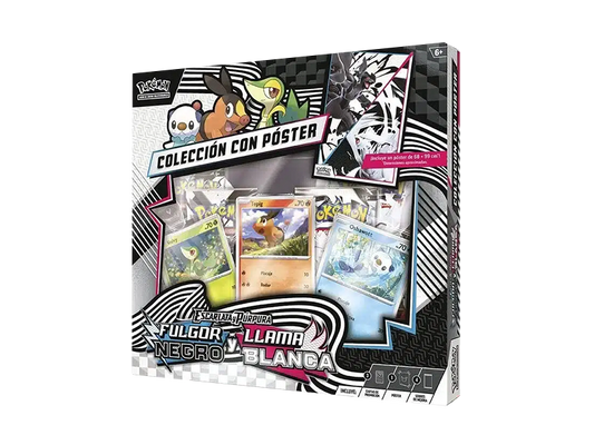 COLECCION CON POSTER FULGOR NEGRO Y LLAMA BLANCA EN ESPAÑOL POKEMON TCG
