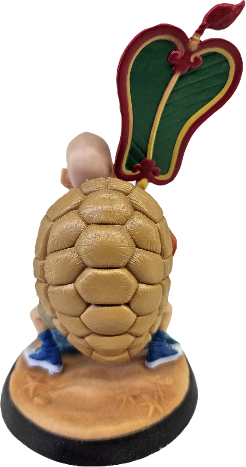 FIGURA MAESTRO ROSHI CON CAPARAZÓN DE TORTUGA Y HOJA EN LA MANO DRAGON BALL