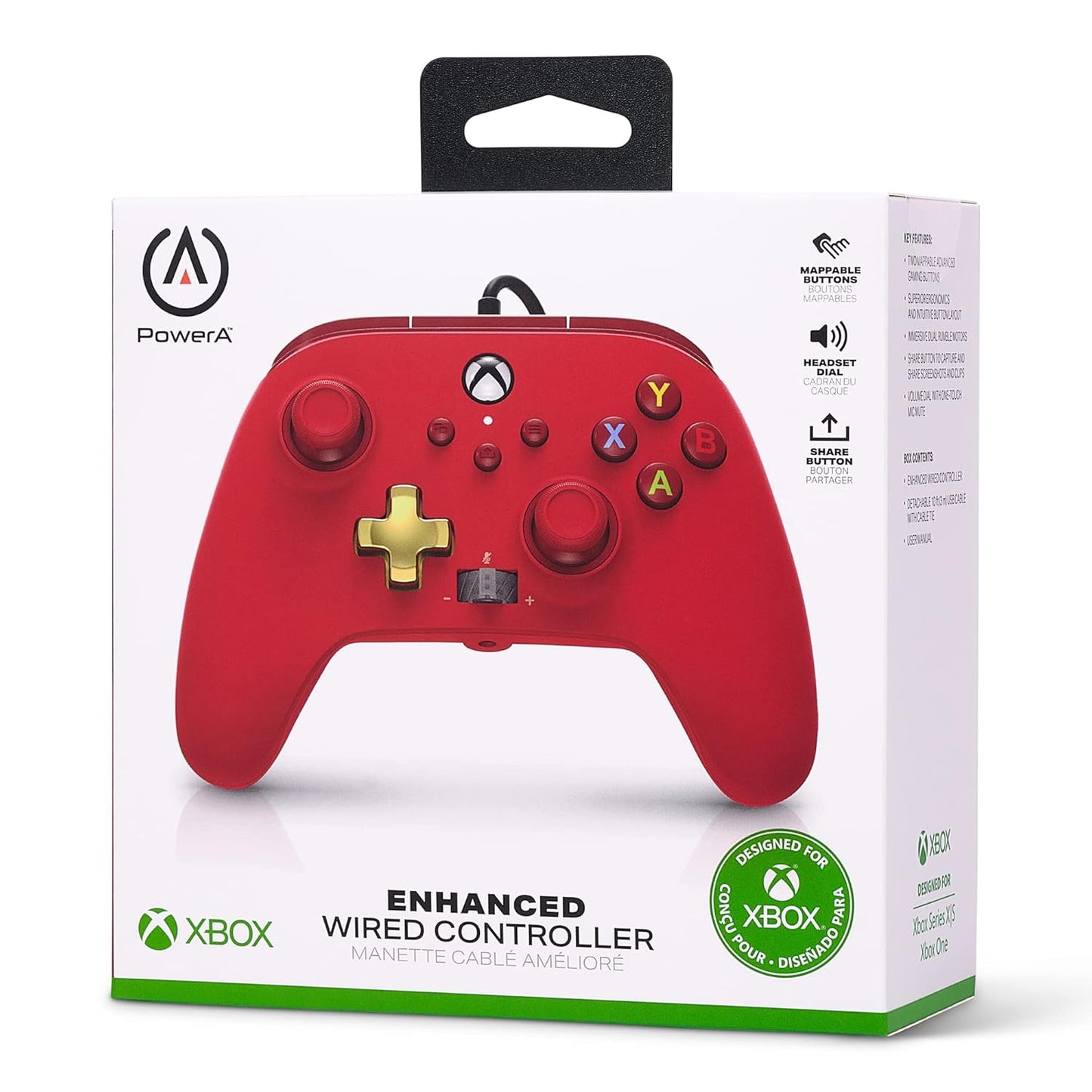 JOYSTIC POWERA ENHANCED WIRED CONTROLLER FOR XBOX SERIES X|S – OFFICIALLY LICENSED FOR XBOX ROJO