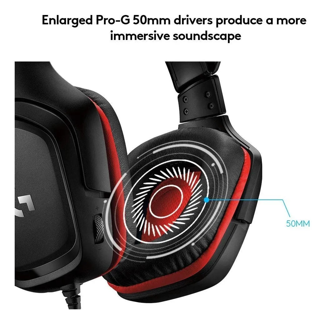 AURICULARES PARA JUEGOS LOGITECH G332 CON MICRÓFONO, COLOR NEGRO