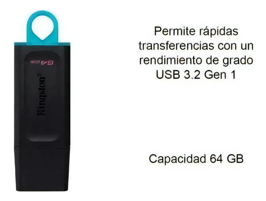 Pendrive Kingston Datatraveler Exodia Dtx/64 64gb 3.2 Gen Color Negro