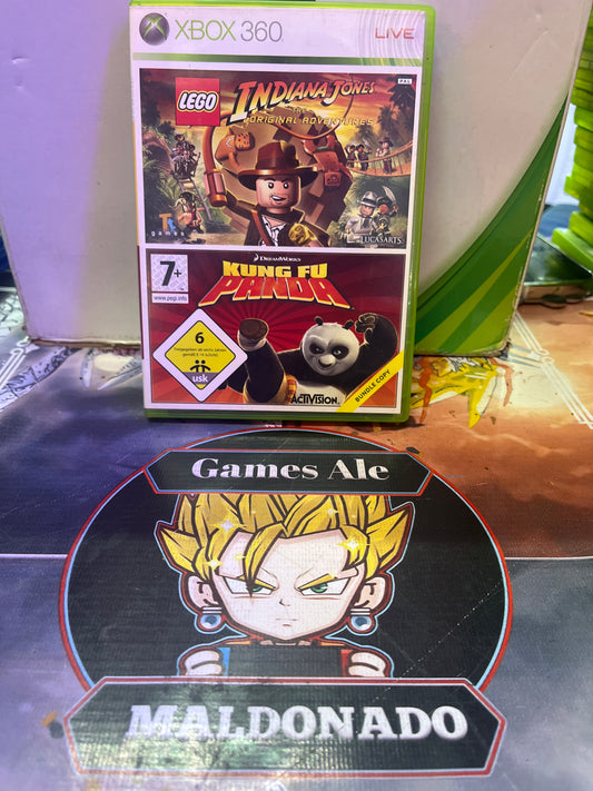 LEGO INDIANA JONES + KUNG FU PANDA – JUEGO DE XBOX 360 (USADO) (PAL)