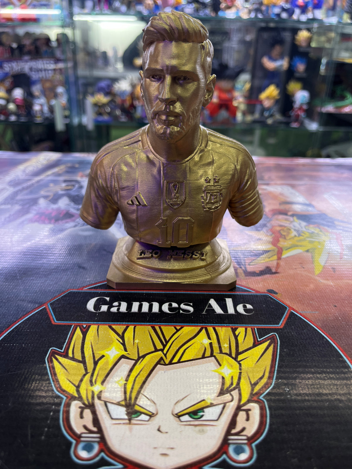 MESSI DORADO MINI BUSTO DE 15 CM ( IMPRESIÓN 3D)