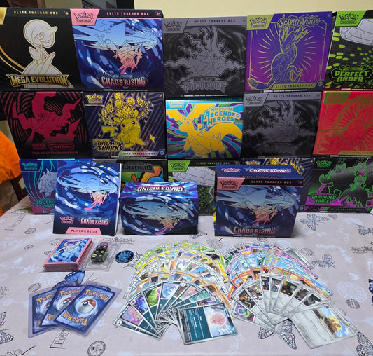 Combo Pokémon TCG – 100 cartas + Caja ETB + accesorios