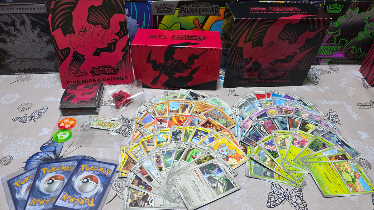 Combo Pokémon TCG – 100 cartas + Caja ETB + accesorios